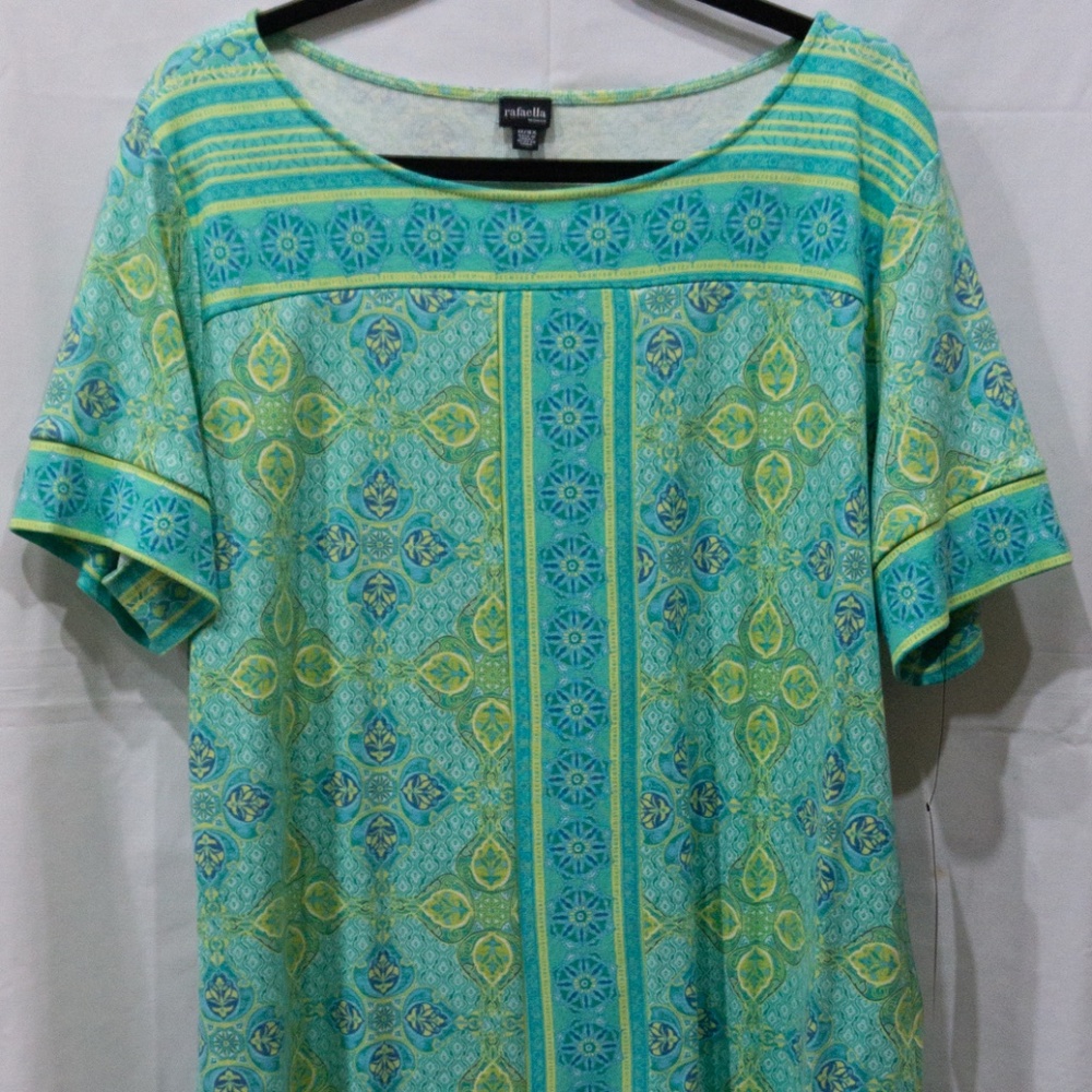 Rafaella Mint Patterned, Knit Tee, 1X
